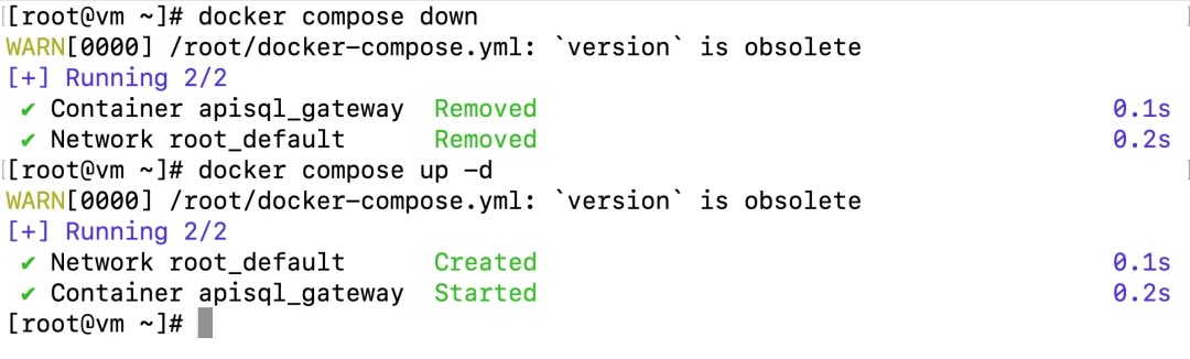 apiSQL 网关docker compose停止后再启动
